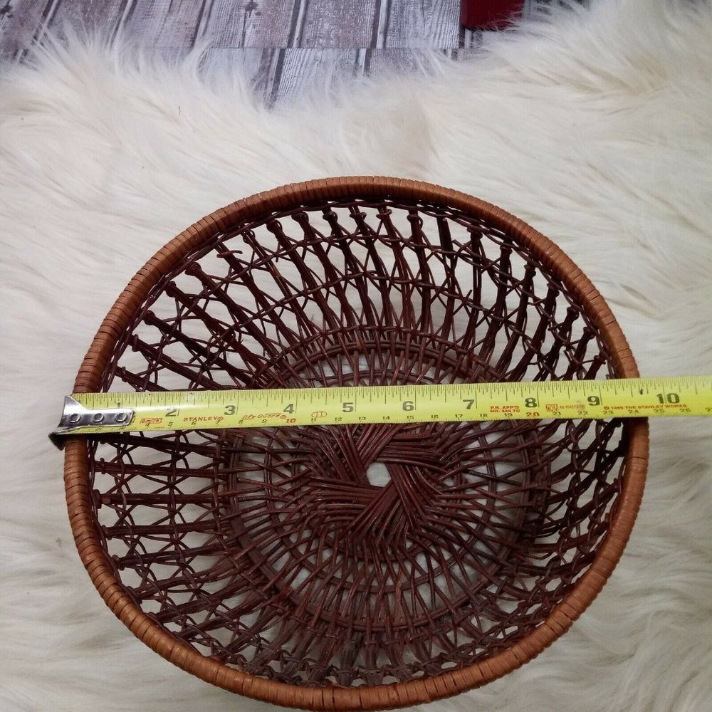 🔥4/$20 Vintage Hand Woven Basket Brown Round Accent Basket -Retro **MINOR WEAR - Picture 8 of 11